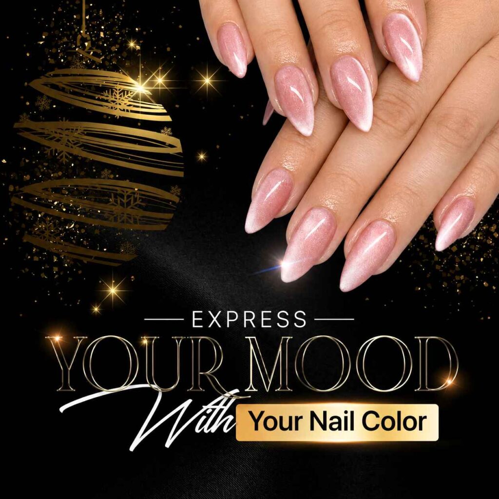Hands with different nail polish colors from bold red to soft nude at Vidao Nails and Day Spa in Houston